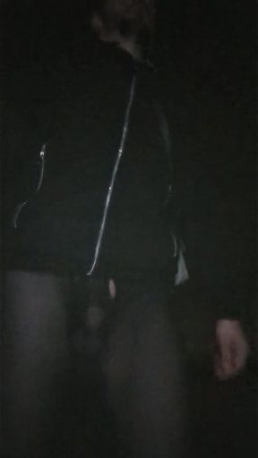 Walking Through the City in See-through Leggings (bulge Meggings)