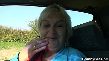 Granny getting pounded in the car