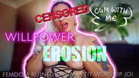 Tit Worship Willpower Erosion: CENSORED Femdom JOI | betasafe Moaning MILF Solo Masturbation Tease | Edging & Ruined Orgasm