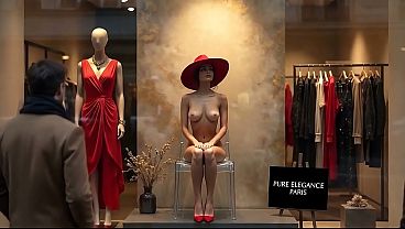 NUDE MANNEQUIN becomes alive in PARIS (AI-Entertainment)