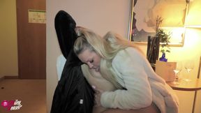 2 Naughty Blonde Sluts in Boots and Fur Coat!