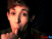 Blake Mast and Trace Van De Kamp blowing cock in the dark