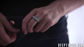 Elena Koshka takes on Derrick Pierce's huge cock for some cash