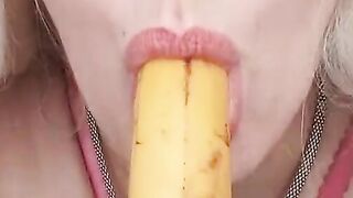 masturbating with banana into underwear