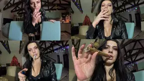 Smoking Dom POV Leather, Dirty Talk JOI with Cigarette Smoke