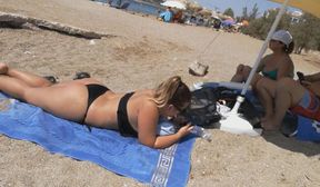 pawg black bikini sunbath