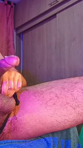 Oiled Cock Ejaculating and Urinating