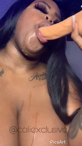 Sloppy dildo BJ