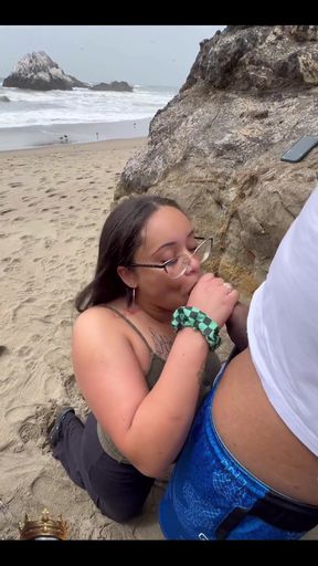 Marley Bee Sucks Dick at Ocean Beach in San Francisco
