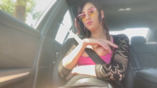 Italian Milf Artemisia Love sexy car ride smoking and showing her big tits and big nipples OF in bio