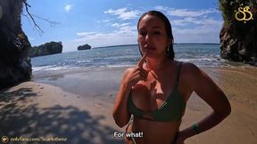Alhuertas takes Scarlet Benz's tiny pussy on the beach and gets rewarded with a cumload