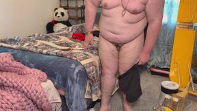 Queer Guy Drying Off After Douche