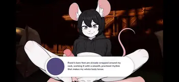 Fluffy Mouse Girlfriend gives a sensual footjob