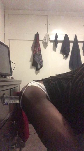 Black Male Booty Slides Thong to the Side Solo Anal Dildo Session