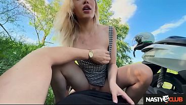 European teen whore's wet and pink pussy fucked hard outdoors