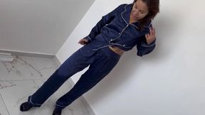 Peeing in silk pajamas and getting wet