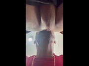 Submissive twink passive sucks my black cock in my living room