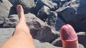 In Public | Handjob in Public and a Cock Loaded with Piss - Show Cock to Everyone