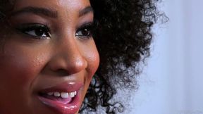 Curly-haired ebony pornstar Lala Ivey looks amazing in a see-through lingerie