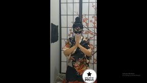 Asian doll cosplay Japanese geisha gloryhole w backstage tit fuck