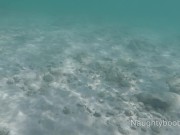 Public exhibitionist german teen with big boobs on the sea showing pussy and ass