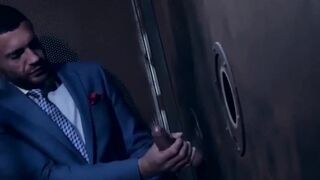 PlayingMen.com - Classy hunk sucks a gloryhole cock before being hammered with intens