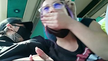 Blowjob and creampie on a public bus - ZACTEFOLLA