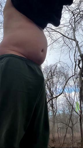 Hiking nudist exposes her body in nature