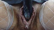 White Stockings Creamy Hand & Vibrator Masturbation