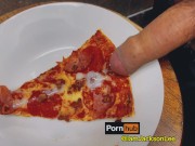 BIG CUM ON PIZZA