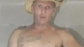 Cowboy baby's enormous erect dick solo jerk-off session