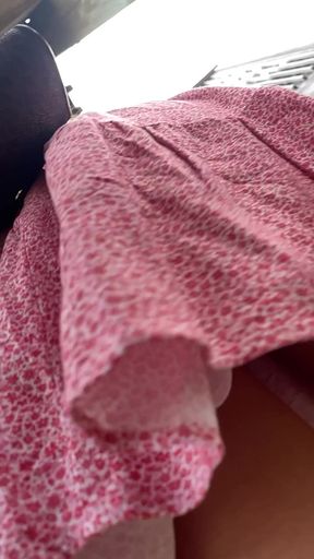 Naughty wife exposes herself under her skirt