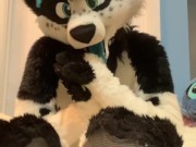 Furry shows off feet & fucks a plushie