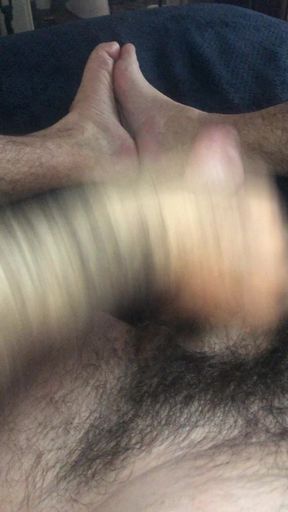 Stepdaddy Fat Cock Jack Jerk Tug and Pull Till He Unloads a Creamy River of Cum