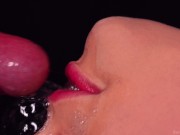 CLOSE UP: BEST UPSIDE DOWN Sloppy BLOWJOB EVER! Sensual Throat FUCK! CUMSHOT in MOUTH! HOTTEST ASMR