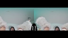 Petite Asian beauty Marica Hase gets DPd and rides big black pole