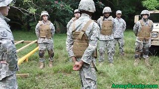 Muscular Black Soldiers` Outdoor Anal Adventure: Uniformed Group Reality Cumshot Finale