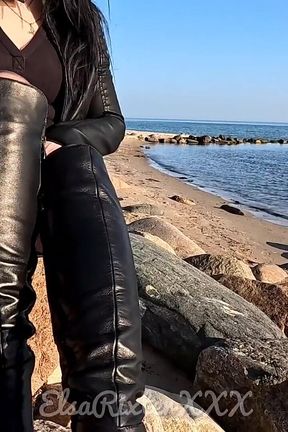 My Pantyless Walk Along the Rocks on a German Sea Beach