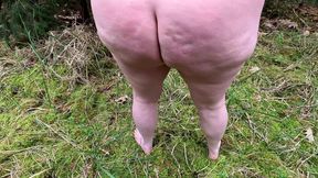 Complete Naked Girl in the Woods and Whipping Her Body and Genitals