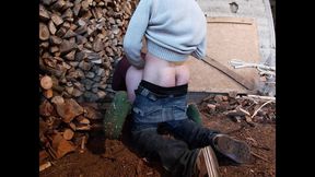 Farmers Wife Fucked in the Wood Shed