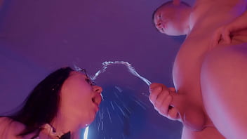 Lecherous male piss on tits his wife&#039_s and fucks in ass her.