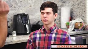SayUncleNetwork.com - Kinky stepfather barebacks twink and cums on his cute face with