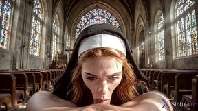 that red-haired nun was modest—until she called me to the church, where i fucked her.[ai]