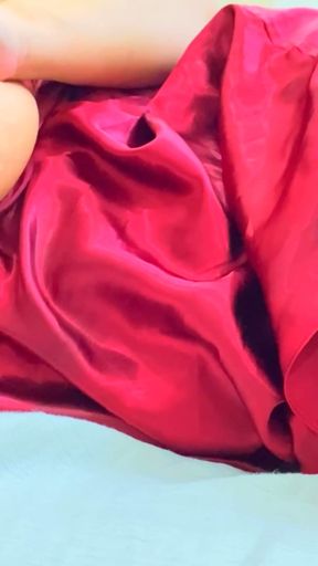 Super Hot Girl With Beautiful Big Tits In Silk Satin Lingerie Pressing And Squeezing Her Huge Big Boobs While Fingering   Clip 1
