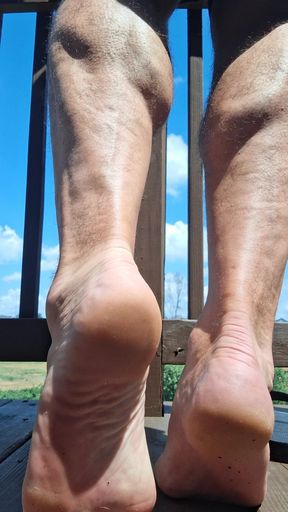 My calf muscles and bare soles