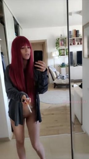 Redhead Cute Girl smoking with no panties (full vid on my ManyVids/0nlyfans)