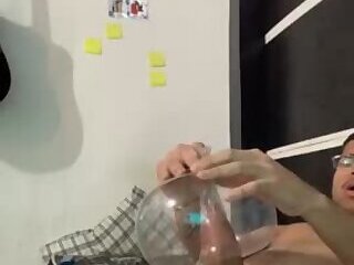 Hung Brazilian Guy Fucking a Condom Made Fake Pussy