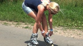 Inline Skating In Jeans Miniskirt HD-720