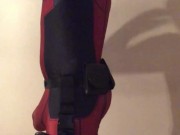 in DEADPOOL costume with NO UNDERWEAR ON and that BIG PACKAGE