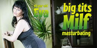 Masturbating 47 year old MILF Eva knows how to please her pussy wit her fingers and her dildo